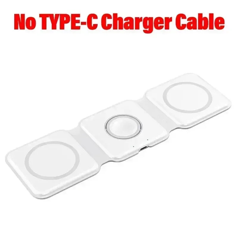 Foldable Wireless Charger 3 in 1 Phone Charge Dock For iPhone 16 15 14 13 12 Apple Watch 10/9/8/7/6/5/4 AirPods Pro Fast Charging
