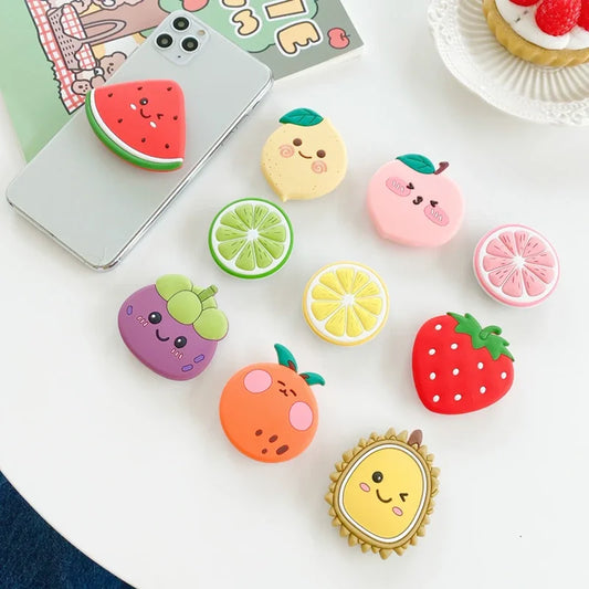 Cute Fruit Strawberry foldable socket grip phone holder