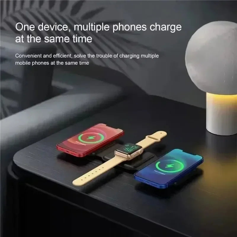 Foldable Wireless Charger 3 in 1 Phone Charge Dock For iPhone 16 15 14 13 12 Apple Watch 10/9/8/7/6/5/4 AirPods Pro Fast Charging